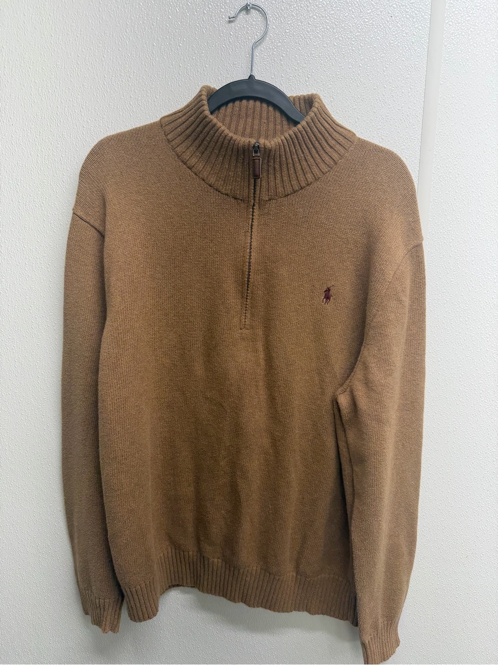 Polo Ralph Lauren Men’s XXL Camel Quarter-Zip Cotton Sweater
